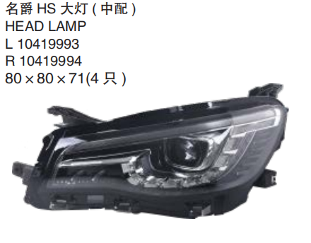 MG HS – Faro delantero versión media derecho – Ref. 10419994