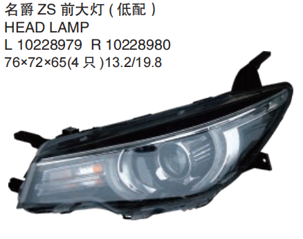 MG ZS 2017-2019 – Faro delantero versión básica (derecho) – Ref. 10228980